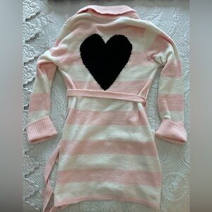 Betsy Johnson Women Robe Pink White Heart Small NWOT